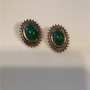 Oval Adventurine Clip On Earrings
